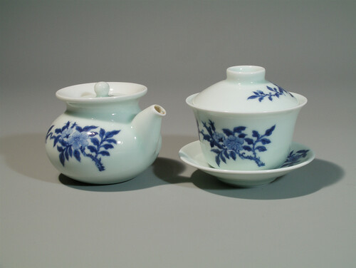 茶花蓋碗壺組